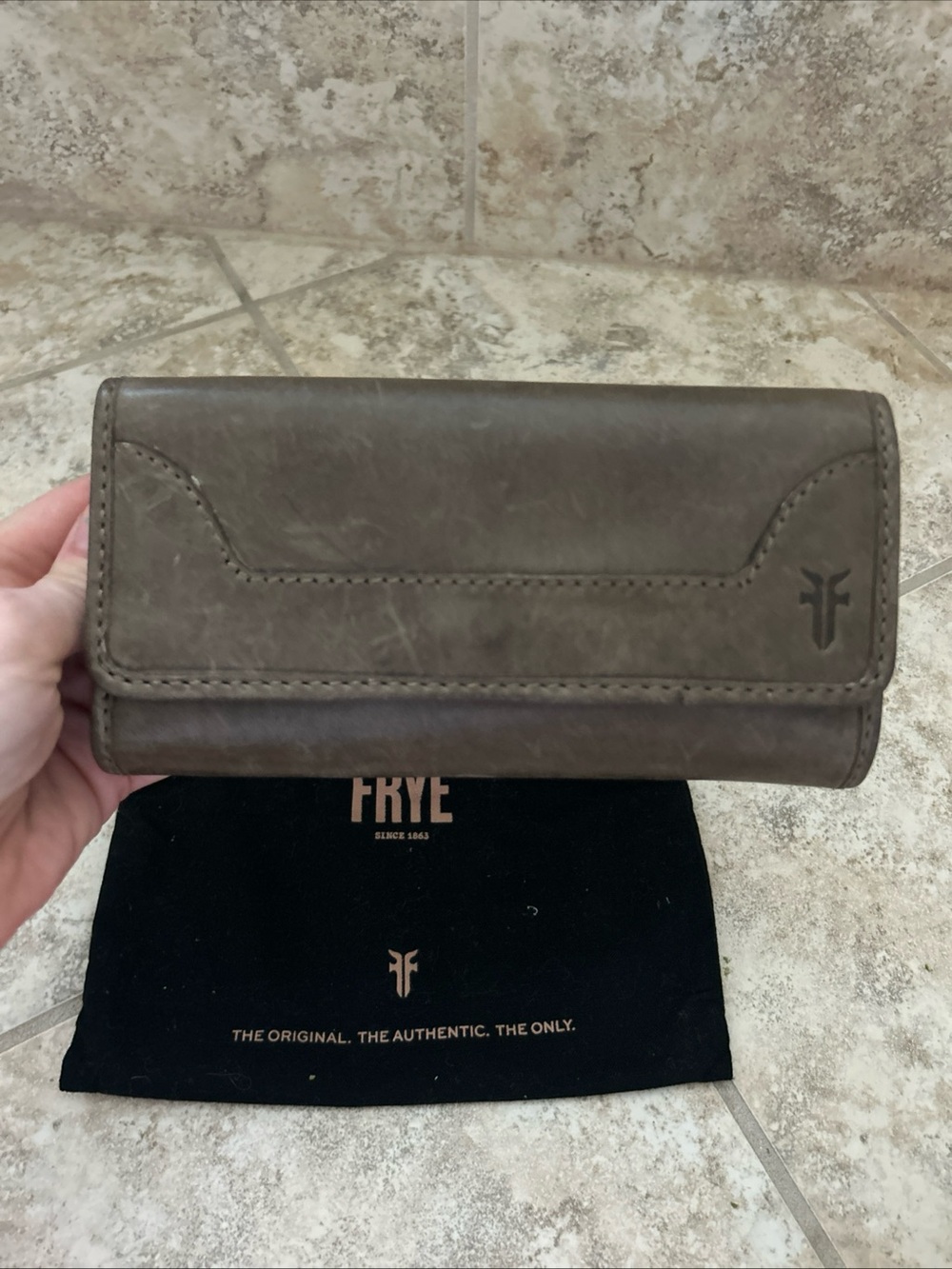 Frye Melissa Brown Slate Wallet Trifold Continental